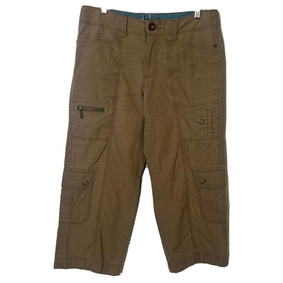Eddie Bauer Women’s Mercer Fit Khaki Tan Cargo Hiking Outdoor Capri Pants-4 - Picture 1 of 16